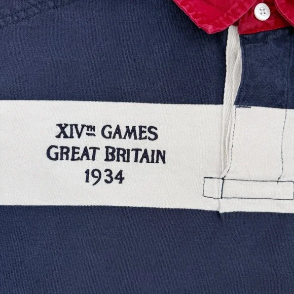 Vintage Polo Ralph Lauren Mens Rugby Shirt Striped Great Britain 1934 Size Large - Picture 8 of 12